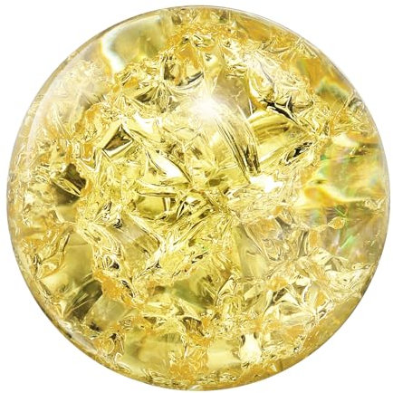 sourcing map Sfera di cristallo da 40 mm, in vetro incrinato di ghiaccio, sfera decorativa solida, ornamento per Feng Shui, divinazione, divinazione della fortuna, fontana da tavolo, colore: giallo