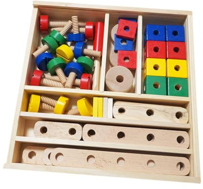Oshhni Kinder-Bausätze mit Schrauben und Muttern, Holzklötze, Modellbau-Werkzeugsätze für Jungen und Mädchen