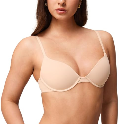Halobliss Lift Up Underwire Bras for Women Small Breasted Padded T-Shirt Bras with Support 32AAA-38B Beige 34AA