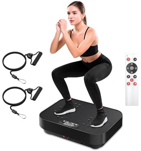 Kottwca Máquina de ejercicio con placa de vibración, entrenador vibratorio mejorado con control remoto, drenaje linfático, tabla de vibración corporal ocupada para entrenamiento de pérdida de peso