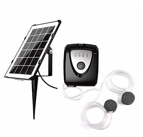 Ayerator de estanques solares, Bomba de Estanque con energía Solar, Filtro de Estanque Solar con Aire Doble, Ideal para estanques al Aire Libre, Piscinas y pequeños Peces de (Negro)