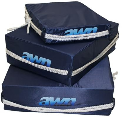 AWN Kissenfender, Bootsfender und Sitzkissen mit Leine, Fenderkissen aus Weichschaum, Abnehmbarer Nylonbezug, blau, für Segelboote, Motorboote und Yachten, Größe nach Wahl (300x250x60 mm)