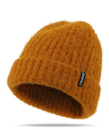 Zylioo Oversize XXL Thick Beanie Cap for Men Women,Soft Stretchy Warm Knit Hat,Chunky Winter Ski Hats for Cold Weather Brown