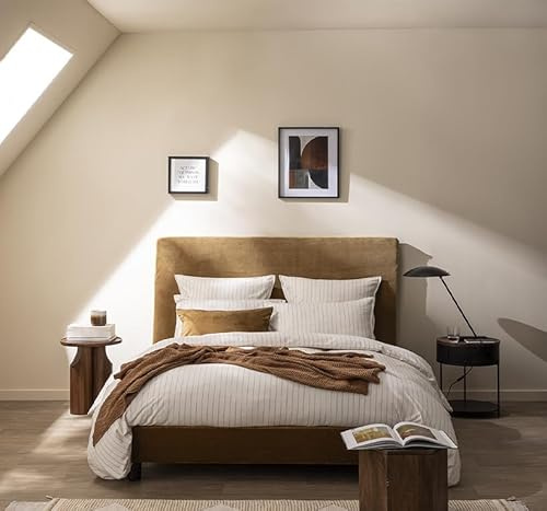 Housse de Couette imprimée en Flanelle de Coton, EQUILIBRE, 240 x 220 cm, ESSIX, Ecru