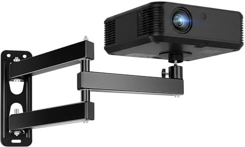 CroBlissful Foldable Projector Wall Mount, Ceiling Projector Mount, Universal Adjustable 360° Rotation, Projectors Stand with 1/4 Ball Head, Devices Bracket Holder for Home Office(Three Arms,Black)