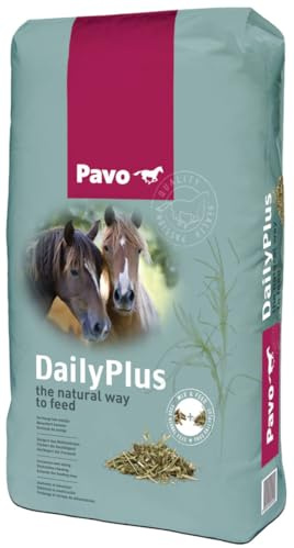 Mezcla para Caballos Pavo Daily Plus Saco 12kg. Mezcla de forrajes Alto en Fibra para prolongar el Tiempo de alimentacion. Estimula la masticacion. con Alfalfa y Hierba timotea