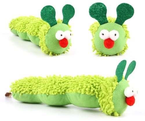 BRDTKUGV 2 Pcs cat toys, cat toy, Cat Catnip Toy for Indoor Cats, Cat Chew Toy for Teeth Cleaning, Bite-Resistant Plush Caterpillar Design, for Teeth Cleaning Chewing Playing (Green)