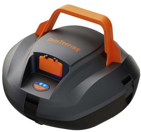 (2026 New) CoasTeering Planet Poolroboter Akku, 120 Min. Laufzeit, Auto-Parking, 2,5 Std. Schnellladung, Dual-Motor Poolsauger für Pools bis 80 m², für Aufstellpools & Schwimmbecken mit ebenem Boden