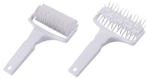PRETYZOOM Set 2 Pezzi Rulli per Pizza in Pp Leggero Ago Perforatore per Impasto, Rullo Stendipasta per Pizza e Dolci, Utensili per Cottura e Preparazione in Cucina, per Pizzaioli