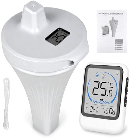 LYPPUL Pool, termometer radio, pooltermometer flytande radio med IP68 vattentät, flytande vattentermometer med utomhussensor, digital termometer för pooler, akvarium, badkar, damm