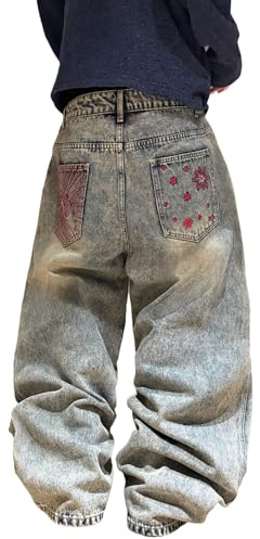 Zewool Baggy Jeans Men Pants Embroidered Trousers Denim | Oversized Relaxed Fit Mens Jeans,Streetwear Skate Style Trousers,Vintage Hip Hop Y2k Jeans, Extra Wide Leg Denim
