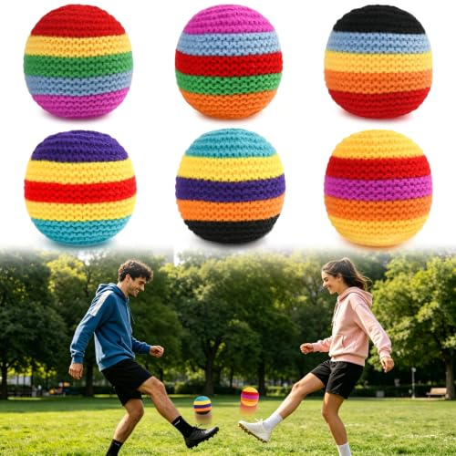 Yizemay 6PCS Woven Hacky Footbags, Footbag Hacky Sack Ball for Tricks, Juggling Ball Kick Ball, Freestyle Casual HackySack Play Classic Foot Bag Toy for All Ages.
