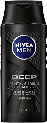 Nivea Men Deep Pflegeshampoo im 6er Pack (6 x 250 ml), revitalisierendes Haarshampoo mit Aktivkohle für den täglichen Gebrauch, Haarpflege entfernt Fette und Styling-Rückstände