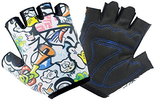 Garçons Filles Gant Vélo Cyclisme VTT Demi-Doigts Antidérapant Tampon Gel Gants Mitaines de Sport Gym Fitness Antichoc Respirant Gants Courts Doigts Eté pour Course Bicyclette Equitation Escalade