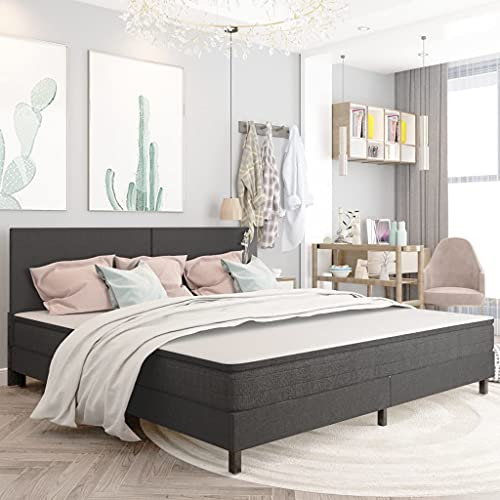 vidaXL Kopfteil Betthaupt Polsterkopfteil Bettkopfteil für Bett Bettgestell Bettrahmen Doppelbett Schlafzimmer Dunkelgrau Stoff 200x200cm