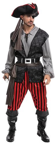 Spooktacular Creations Piratenkostüm für Erwachsene, Halloween Kostüm Männer, Herren, Kostümparty, Trick oder Treating, Cosplay-Party-XL