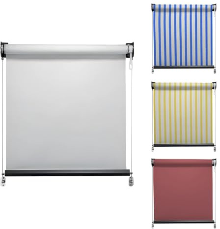 Toldo Vertical Enrollable Exterior con Cables Laterales de Acero, Colores y Medidas Personalizables. Toldos Exterior Terraza en PVC o Tempotest (Altura de 201 CM A 250 CM, Anchura de 121 CM A 200 CM)