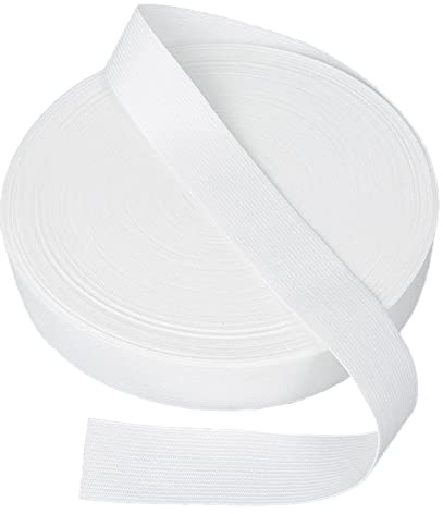 2CM Flat Elastic Wide Bands,5M Stretch Elastic for Sewing,Thick Knit &High Elasticity,for Wigs Headbands, Waistband, Pants,Crafts DIY etc (White) | Wide elastic band, elastic band sewing, 5 m rubber cord for emergency services, white