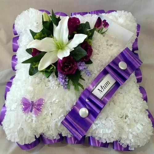 Artificial Silk Funeral Flower Cushion Wreath Memorial Tribute Lily Cluster