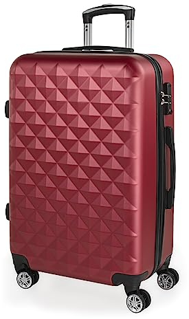 ITACA - Hartschalenkoffer Groß, Reisekoffer Mit Rollen Groß - Robustes Reisegepäck Als Aufgabegepäck 158 cm Gurtmaß - Trolley Koffer & Trolleys, Suitcase Mit TSA-Schloss, Granat