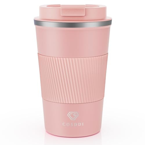 CS COSDDI Travel Mugs, Insulated Coffee Cup with Leakproof Lid - Reusable Coffee Cups Travel - Car Coffee Cup - Stainless Steel Coffee Mug for Hot and Cold Water and Tea