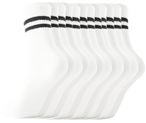 Gendewiner Calzini antiscivolo per yoga e pilates, per donne e uomini, antiscivolo, per balletto, ospedale, danza, trampolino, sbarra, P_6 paia-Bianco, 4-9