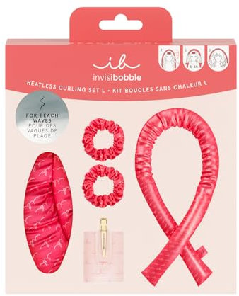 invisibobble GIFT SET Beach Curl L – Set di ricci senza calore per onde grandi e voluminose – Include 2 elastici per capelli, 1 bigodino, 1 fermaglio per capelli e 1 nastro per riccioli, perfetto per