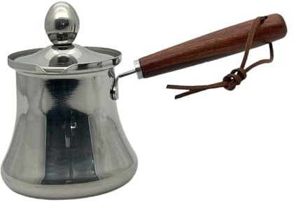 Sharplace Cafetière Turque en Acier Inoxydable avec Couvercle et poignée en Bois, Chauffe-Lait et Chauffe-Beurre pour café, Maison, Restaurant, 720ml