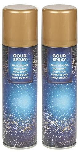URBNLIVING Juego de 2 botes de pintura en aerosol de laca dorada de 150 ml, decoración festiva de color metálico, efecto deslumbrante creativo para tus pasatiempos de arte y manualidades