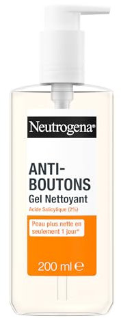 Neutrogena | Gel Nettoyant Anti-Boutons (flacon-pompe de 200 ml) – Nettoyant visage à l'acide salicylique (2%) – Élimine l'excès de sébum et les impuretés pour une peau plus nette en seulement 1 jour*