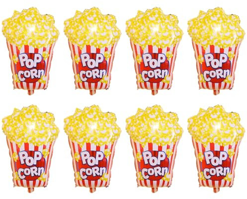 NYGGTYK 8 Pièces Ballons De Pop-Corn, Ballons De Film en Aluminium Créatif, Ballons Amusants, Ballons Décoratifs De Fête, Ballons Mignons