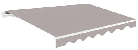 Toldo Retráctil Exterior 400x250cm Gris Poliéster – Lona Protección Solar UV - Estructura de Aluminio – Inclinación Regulable – Manivela Incluida – Manual Enrollable Terraza Jardín