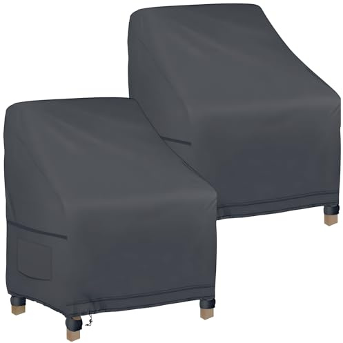 LPQKCcY Housse de Chaise de Jardin 2 pièces, Housse pour Fauteuil 89x97x74cm, Housse de Protection pour chaises Extérieur, Tissu Oxford 600D Imperméable, bâche pour chaises de Balcon (Gris foncé)