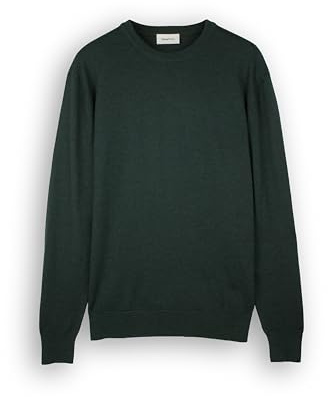 Diana Studio - Maglione Girocollo Basico Verde Scuro, Uomo, 100% Lana Merino, Tinta Unita, Maniche Lunghe, Taglia XXL, Regular Fit