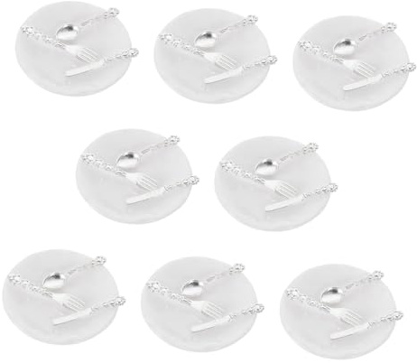 WEKAMOS 8 Juegos Mini Utensilios de Cocina Simulados para Casa de Muñecas Vajilla Miniatura para Decoración y Juguetes Infantiles