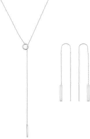 Breil, Collezione Flow, Kit Orecchini e Collana Donna, Set Gioielli in Acciaio Lucido, Collana Regolabile fino a 70 cm, Orecchini Pendenti 6,6 cm, Idea Regalo Donna