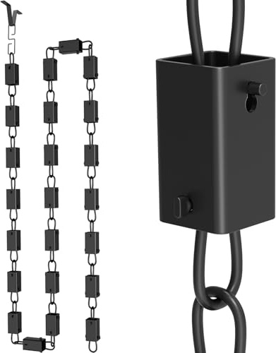 DIYIIRON 8.5 FT Black Powder-Coated Aluminum Square Rain Chain for Gutters