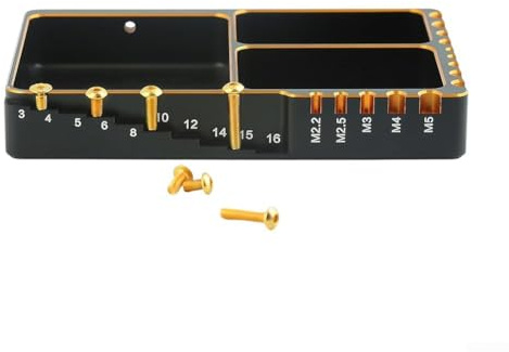 Caja de almacenamiento de metal con tres compartimentos para organizar tornillos, pernos y pequeños accesorios de reparación