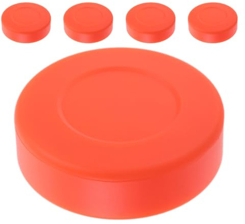 Veemoon Lot de 5 Palets de Hockey sur Glace en PVC Orange Mat, pour Entraînement et Compétition, Accessoires Sportifs de Plein Air, Rondelles D’entraînement Adaptées la Pratique en Salle