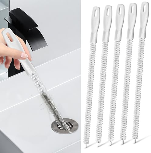 elzle 5 st avloppsrengöringsborste, 45 cm avloppsborste, flexibel rörborste, rengöringsborstar, handfat, dräneringsverktyg för badrum kök