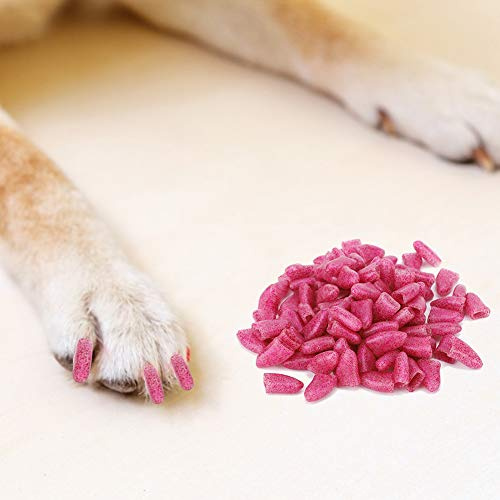 Blaihild Lot de 100 Protège-griffes en PVC Souple pour Grands Chiens, Violet Cristal, Anti-rayures pour Protection du Sol des Meubles, Accessoire de Toilettage pour Animaux de Compagnie (rose cristal)