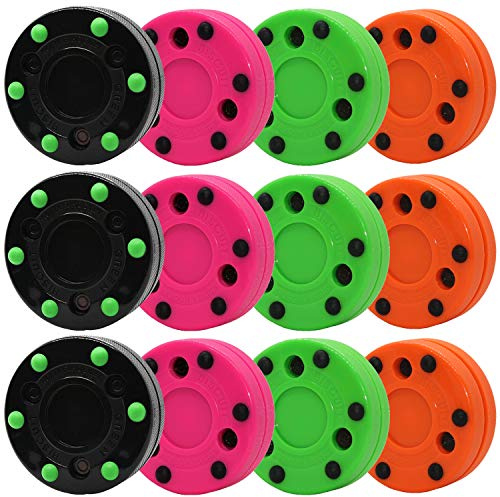 Green Biscuit Roller Hockey Puck 12 Pack Multi Color