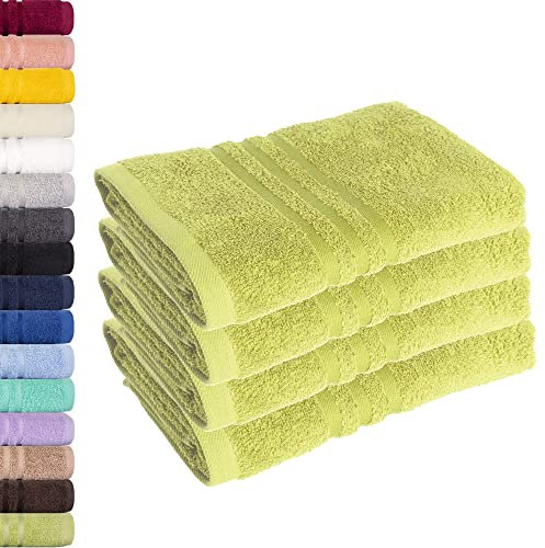 Lavea 4er Set Handtuch 50x100 cm – Saugstarke und Weiche Handtücher aus 100% Baumwolle, Frottierserie Elena – Waschbar und Strapazierfähig - Lindgrün