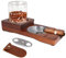 X-BLTU Cendrier à Cigares avec Plateau en Verre à Whisky et Porte-Cigares,1 Coupe-Cigare,Cendrier en Bois,Fente pour Tenir le Cigare,Repose-Cigares,Accessoire pour Cigares-Cadeau pour Homme/Carré