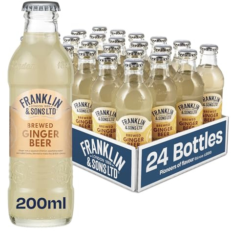 Franklin & Sons Bottles | 24 x 200ml Case | Brewed Ginger Beer | All natural ingredients | Refreshing Ginger Zingy | Fiery & Sweet