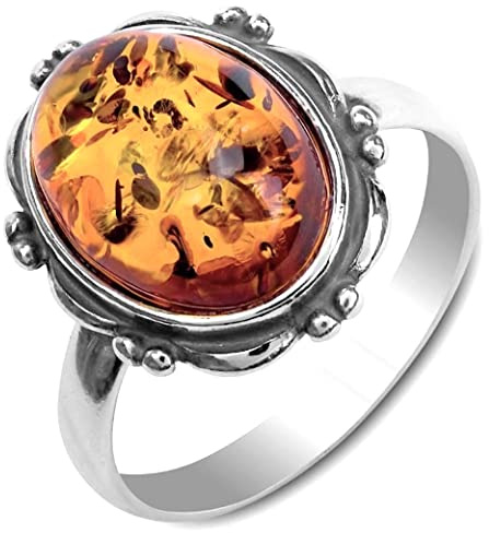 Ian and Valeri Co. Amber Sterling Silver Victorian Style Ring