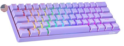 Geeky GK61 SE 60% | Tastiera da Gioco Meccanica | 61 Tasti Multi Colore RGB LED Retroilluminati per Gaming su PC/Mac | ANSI US Tastiera Americana (Lavanda, Mechanical Blue)