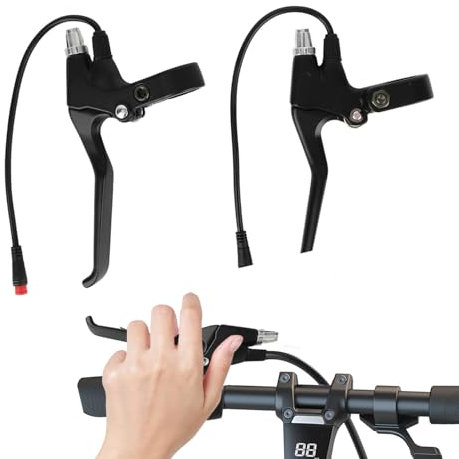 Tissting 1 Paar E-Bike Bremshebel mit wasserdichte Stecker, 22,2mm 2 Polig Aluminiumlegierung Links Rechts Universal Bremsgriff für 12–72V Elektroroller, Ebike, E-Scooter