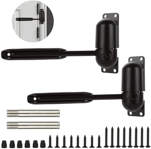 2PCS Automatic Door Closer，Safety Spring Door Closer, Adjustable Soft Door Closer, Easy to Install to Convert Hinged Doors, Black Auto Door Closers for Home