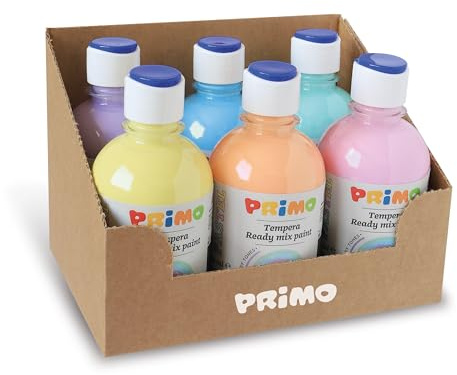 Primo - Abwaschbare Temperafarben für Kinder ab 3 Jahren und Erwachsene, 300 ml mit Spender, Temperafarben zum Bemalen von Papier, Stoff, Glas, Malerei, Schreibwaren, Kreative Arbeiten, Hobby